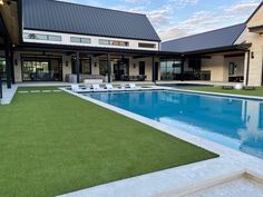 Pool Plans, Texas Backyard, Turf Backyard, Luxury Landscape, Grass Installation, Inground Pool Landscaping, Amazing Backyard, Artificial Grass Installation, Pool House Designs