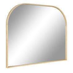 an arched wooden mirror on a white background