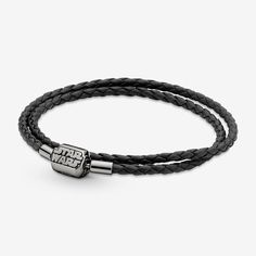 Pandora Moments Star Wars™ Limited Edition Clasp Double Black Leather Bracelet - Size 16.1 Inches Charm | Black | 540031C00-D3 Pandora Star, Bracelet Inspired, Double Black, Black Leather Bracelet, Classic Bracelets, Pandora Style, Braided Leather Bracelet, Beaded Bracelets Diy, Bead Charm Bracelet