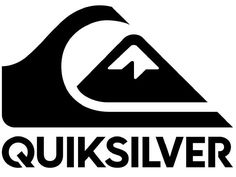 the quiksilver logo is black and white with an arrow pointing up at it