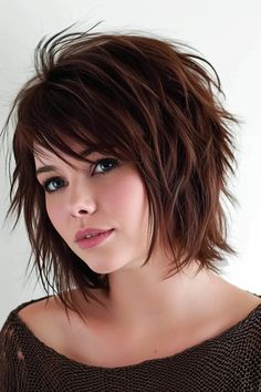 Fransiger Bob mit Pony: 53+ charmante Styles - hairtastic.de Wispy Bob, Chic Short Haircuts, Shaggy Bob, Curtain Bangs, Long Bob, Short Haircuts, Hairstyles Haircuts, Short Hair Cuts