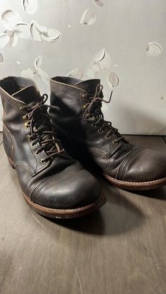 As Is - Preloved smoke free condition - No surprises - leather conditioned routinely.Lots of life left (122) Rugged Vintage Brown Moc Toe Boots, Vintage Brown Rugged Moc Toe Boots, Vintage Brown Moc Toe Rugged Boots, Vintage Lace-up Boots With Snip Toe And Leather Sole, Vintage Goodyear Welted Lace-up Work Boots, Rugged Lace-up Goodyear Welted Boots, Vintage Lace-up Boots With Goodyear Welt Construction, Vintage Lace-up Goodyear Welted Work Boots, Vintage Lace-up Work Boots With Goodyear Welt