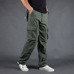 Season:Spring   Fall; Gender:Men's; Style:Tactical,Basic; Elasticity:Inelastic; Occasion:Outdoor,Work; Fit Type:Relaxed Fit; Function:Comfort,Breathable,Moisture Wicking; Waistline:Mid Waist; Pattern:Plain; Design:Flap Pocket,Straight Leg; Pants Type:Cargo Trousers,Outdoor Pants,Tactical,Work Pants,Cargo Pants,Trousers; Fly Type:Zipper; Front page:FF; Hips:; Length:; Waist:; Fit US Size:null; Fit UK Size:null; Fit EU Size:null; Pants Length:Full Length Mens Trousers Fashion, Cropped Pants Men, Cotton Pants Men, Loose Overalls, Cargo Pants Style, Climbing Pants, Tactical Cargo Pants, Cotton Casual Pants