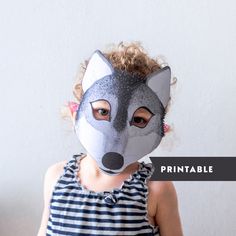 "This mask will turn your little one into an adorable little wolf! It's the perfect accessory for a toddler boy's or girl's Halloween costume.   This mask prints on a US letter size or an A4 size sheet (you'll receive both).  You can download it instantly, so it's great even if it's last minute, if you're in a bit of a hurry or if you just don't have time ;).  Buying a printable mask also means no shipping fees and no waste, so it's a win for both you and the environment! The mask is about 18cm x 20cm  /  7\" x 8\" when cut out. It was created from an original watercolor and gouache illustration. No physical product will be sent to you in the mail. IMPORTANT Never leave your toddler or small child alone with the mask. Don't let them chew on the mask, printing ink is usually not safe to eat Diy Masquerade Mask, Diy Halloween Masks, Toddler Boy Halloween Costumes, Printable Mask, Masque Halloween, Wolf Costume, Printable Masks, Wolf Mask, Animal Mask