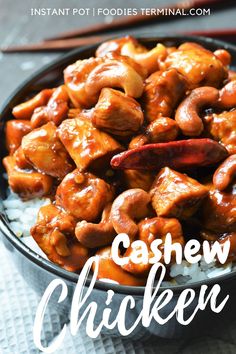 cashew chicken recipe served over white rice in a black bowl Instant Pot Cashew Chicken, Easy Cashew Chicken Recipe, Easy Cashew Chicken, Cashew Chicken Stir Fry, Homemade Stir Fry Sauce, Chicken Stir Fry Recipe, Chicken Cashew Stir Fry, Cashew Chicken Recipe, Homemade Stir Fry