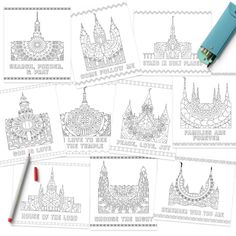 Temple Coloring Pages | Latter-day Saint Temple Coloring Pages Lds Temple Crafts, Temple Primary Activity, Lds Nursery Coloring Pages, Saint Coloring, Bible Verse Coloring Page