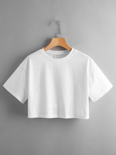 Plain White Crop Top, Top Bianco, Satin Blouse Outfit, White Tees Outfit, Plain White Top, White Tshirt Outfit, Crop Top Blanco, Plain Crop Tops, Minimalist Blouse