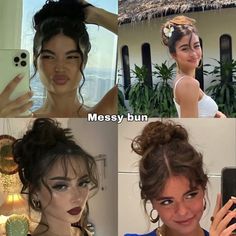 Messy Bun Pics, Cute Hairstyles Messy Buns, 90s Messy Bun, Messy Space Buns, Messy Bun High, Hair Mood Board, Messy Bun Tutorial, Hair 101, Hair Style Korea