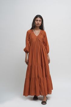 Organic Cotton Maxi Dress, Tan Orange Tiered and Layered Dress, Boho Tunic With Pockets, Comfortable Loose Fit, Plus Size, Custom Sizing - Etsy Cotton Maxi Dress, Layered Dress, Boho Tunics, Cotton Maxi, Maxi Dress Cotton, Dress Boho, Style Expert, Fall 2024, Women Dresses