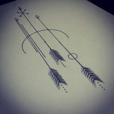 two arrows are in the middle of an arrow tattoo design on a piece of paper