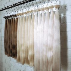 Hair Extensions Display Wall, Hair Extension Studio, Hair Extension Aesthetic, Hair Extensions Aesthetic, Hair Extension Display Rack