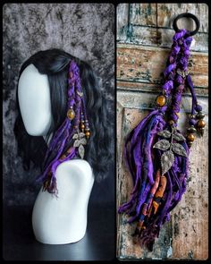 Boho Hair Accessories Diy, Yarn Hair Extensions, Witchy Hair, Boho Hair Wrap, Witch Hair, Hair Charms, Viking Hair, Hippie Hair, Hair Wraps