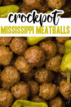 crockpot mississippi meatballs with peppers and jalapenos on the side