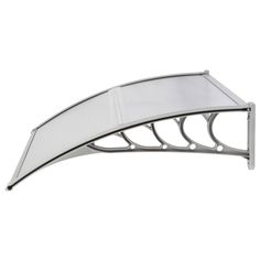 a curved metal shelf on a white background