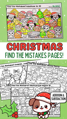 christmas find and color worksheet for kids to practice addition skills in the classroom