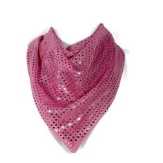 "Pink Faux Sequin Neck Gaiter Pink Ski Neck Gaiter Sequin Bandana Pink Sequin  Bandanna Faux Sequin Kerchief Glam Bandana Sequin Scarves New Season...New Fashion Statement Wear around face, head, neck or handbag \"The Bandanna\" My most popular fabrics now re-imagined into a triangular scarf you tie around your neck.   Knot in back or knot in front...layer with necklaces...a new take on the traditional bandanna Lined in either cotton jersey knit or soft silky lycra Not all sequin dot fabrics are Sequin Bandana, Knots In Back, Silver Scarf, Sequin Scarf, Confetti Dots, Pink Fleece, Dotted Fabric, Pink Sequin, Neck Gaiter