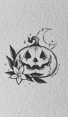 a black and white drawing of a jack o lantern