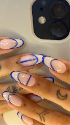 Blue Wedding Nails, White And Blue Wedding, Land Design, Design Illustrations, Nails 2024, Clean Nails