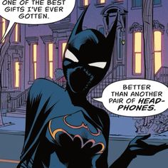 a comic character is talking to someone in the dark knight costume and holding his hand up