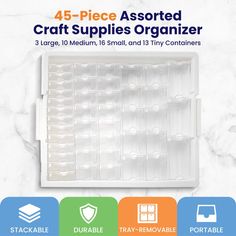 the craft supplies organizer is shown with instructions for how to use it and how to use it