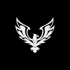 the white eagle logo is on black and has two large wings that are spread out