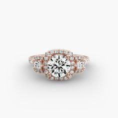 a rose gold and white diamond engagement ring