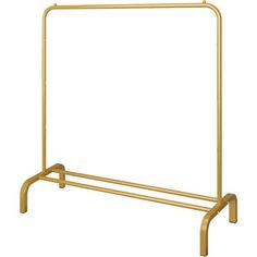 a gold metal garment rack with two bars on each side and one bar down the middle