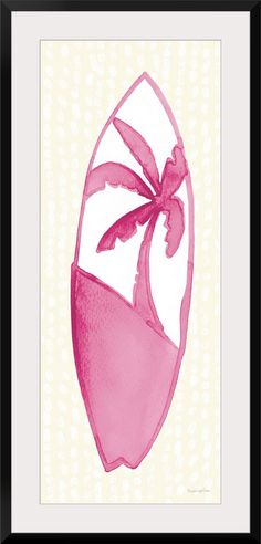 a drawing of a woman's bra with pink ribbon on it, in a black frame