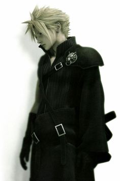 an image of a man with blonde hair and black outfit standing in front of a white wall