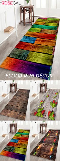 multicolored wooden floor rugs with flowers and leaves on them in various positions