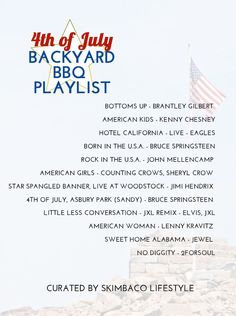 an advertisement for the 4th of july backyard playlist