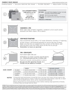 the instructions for how to install and use fabric face mask with different types of masks