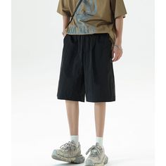 Summer Wide Leg Elastic Waist Cargo Shorts Fabric: 100% Cotton Size: M, L, XL, 2XL Multiple Color Selections: Black, Khaki Applicable season: Spring, Autumn, Fall Dance Pants Hip Hop, Dance Pants, Tactical Pants, Solid Color Shirt, Outdoor Jacket, Pullover Shirt, Cardigan Tops, Multiple Color, Autumn Fall