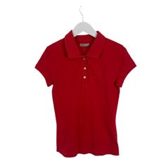 "Red Pit to pit 14.5\" Neck to hem 22\"" Classic Red Fitted T-shirt, Classic Fitted Red T-shirt, Red Fitted Polo Collar T-shirt, Tommy Hilfiger Polo Shirt, Tommy Hilfiger Vintage, Tommy Hilfiger Polo, Vintage Tommy Hilfiger, Womens Clothing Tops, Vintage Ladies