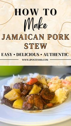 This authentic Jamaican Stew Pork recipe is the perfect dinner recipe to try. Get the full recipe at www.ipostfood.com Braised Meals, Caribbean Dinner, Jamaican Stew, Iron Meals, Jamaican Stew Peas, Island Recipes, Best Pork Recipe, Nordic Recipe, Cozy Weather