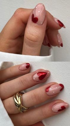 Valentine’s Day Nails Minimal, Valentines Nail Tip Designs, Red Valentine Gel Nails, Non Basic Valentines Nails, Valentine Nails Minimalist, Gel Nails Valentines Day Simple, Valentines Days Nail Ideas, Valentine’s Day Nails Acrylic 2024, Minimal Nails Almond