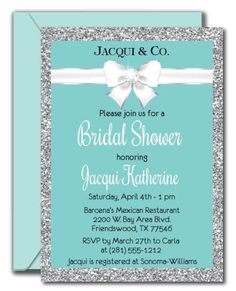 Bride and Co. Bridal Shower Invitations Baby Co, Elegant Bride, Beautiful Invitations, Tiffany And Co, Printable Diy, Printed Invitations, White Bow, Diy Printables, Bridal Shower Invitations