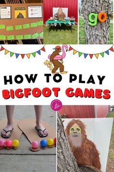 realistic party games that is sure to delight bigfoot believers and seekers. Bigfoot Birthday Party, Sasquatch Party, Have Fun Today, Bigfoot Party, Bigfoot Birthday, Party Game Ideas, Theme Days, Birthday Party Games, Game Ideas