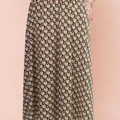 Geometric Print High Waist Skirt, Casual Skirt For Spring & Summer, Women's Clothing Khaki-S(4) Retro Midi Flowy Skirt, Retro Flowy Lined Skirt Bottoms, Retro Long Skirt With Lining, Retro Long Lined Skirt, Skirt Casual, High Waist Skirt, Spring Skirts, Casual Skirt, Style Elegant