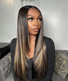 Closure Wig Install, Straight Hair Highlights, Straight Hairstyle, Wig Install, Honey Blonde Highlights, Black Hair With Highlights, Honey Blonde Hair, Hair Done