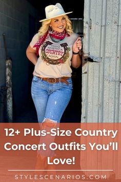 Find the perfect plus-size outfit for your next country concert with these stylish ideas. From flowy dresses and cowboy boots to denim skirts and plaid shirts, these looks blend comfort and charm. Accessorize with wide-brim hats and bold belts to complete your country-chic vibe! #PlusSizeFashion #CountryConcertStyle #CurvyOutfits #ConcertReady Dresses And Cowboy Boots, Size 12 Outfits, Dress And Cowboy Boots, Country Concert Outfits, Flowy Maxi Skirts