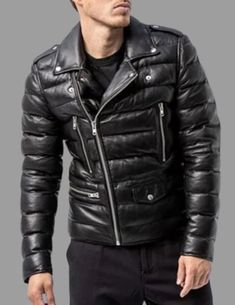 Men's Black Genuine Soft Leather Padded Jacket, Men Black Lambskin Soft Leather Puffer Jacket, Quilted Jacket Sheepskin Leather Puffer Jacket, Christmas Gift | Men Leather Puffer Jacket Men Leather Jacket , Quilted Jacket , Personalize Gifts Men's Lambskin Leather BOYS Jacket Biker Motorcycle Slim Fit Puffer Leather Jacket for BOYS Gift For Him Birthday Gift | Men's Leather Handmade Stylish Leather Jacket Handcrafted: Handcrafted by extremely experience leather artists. Perfect Casual Wear: This Winter Punk Leather Biker Jacket, Winter Biker Jacket With Ykk Zipper And Long Sleeves, Punk Leather Biker Jacket For Winter, Quilted Leather Jacket For Cold Weather, Quilted Long Sleeve Leather Jacket For Cold Weather, Urban Leather Jacket For Winter Biker Events, Punk Style Winter Outerwear For Biker Events, Edgy Leather Jacket For Biker Events In Winter, Urban Outerwear For Biker Events In Winter