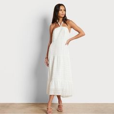 Breeze Through The Season In This Fresh White Maxi Dress. With A Halter Neckline And Airy Cotton Fabric, Consider It Your New Go-To For Vacation And Beyond. Material: 100% Polyester Dry Clean Only Accessories Not Included Brand New With Tags! ~14.5in Across Waist White Midi Halter Dress For Beach, White Midi-length Halter Dress For Beach, White Midi Length Halter Dress For Beach, White Summer Halter Midi Dress, White Midi Length Summer Halter Dress, Chic White Halter Dress For Daywear, White Midi Halter Dress For Day Out, White Midi Length Halter Dress For Day Out, Italy Fits