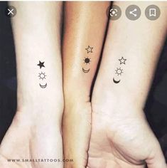 two people with matching tattoos on their arms