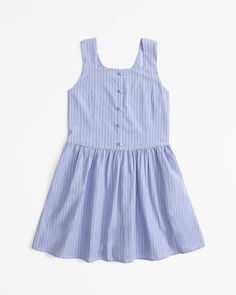 Flattering mini dress in a soft fabric, featuring on-trend button-through detail and square neckline. Abercrombie Kids, Dress Girls, Dress Romper, Square Neckline, Size 13, Blue Stripes, Soft Fabric, Soft Fabrics, New Arrivals