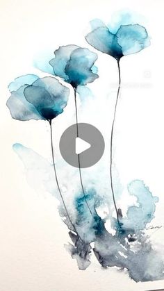 some blue flowers on a white background with the words watercolor technique written below it