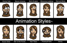 an animation style guide for people with different facial expressions