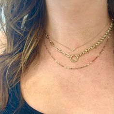 Loving this new way to layer your neck party! Half paper clip half rolo chain with a connecter in the middle to hold your special pieces close to your heart! 14k Gold Cable Chain Charm Necklaces For Layering, 14k Gold Cable Chain Charm Necklace For Layering, 14k Gold Filled Paperclip Chain Necklace, 14k Gold Filled Paperclip Necklace With Adjustable Chain, 14k Gold-filled Necklace With Adjustable Paperclip Chain, Dainty Oval Link Layering Jewelry, 14k Gold Chain Jewelry For Layering, Everyday 14k Gold Rolo Chain Necklace, Modern Jewelry With Paperclip Chain For Layering