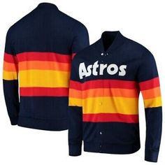 Top Seller for Mens Houston ASTROS Rainbow Strip New Fleece Blue Jacket Sweater New, Mens Coats Jackets Astros Sweater, Astros Jacket, Racing Jackets, Knitted Collar, Baseball Varsity Jacket, Kate Upton, Satin Jackets, Jacket Brands, Houston Astros