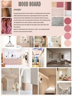 a collage of photos with pink and white accents